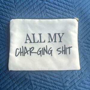 (New) all my charging sh*t white and black travel bag